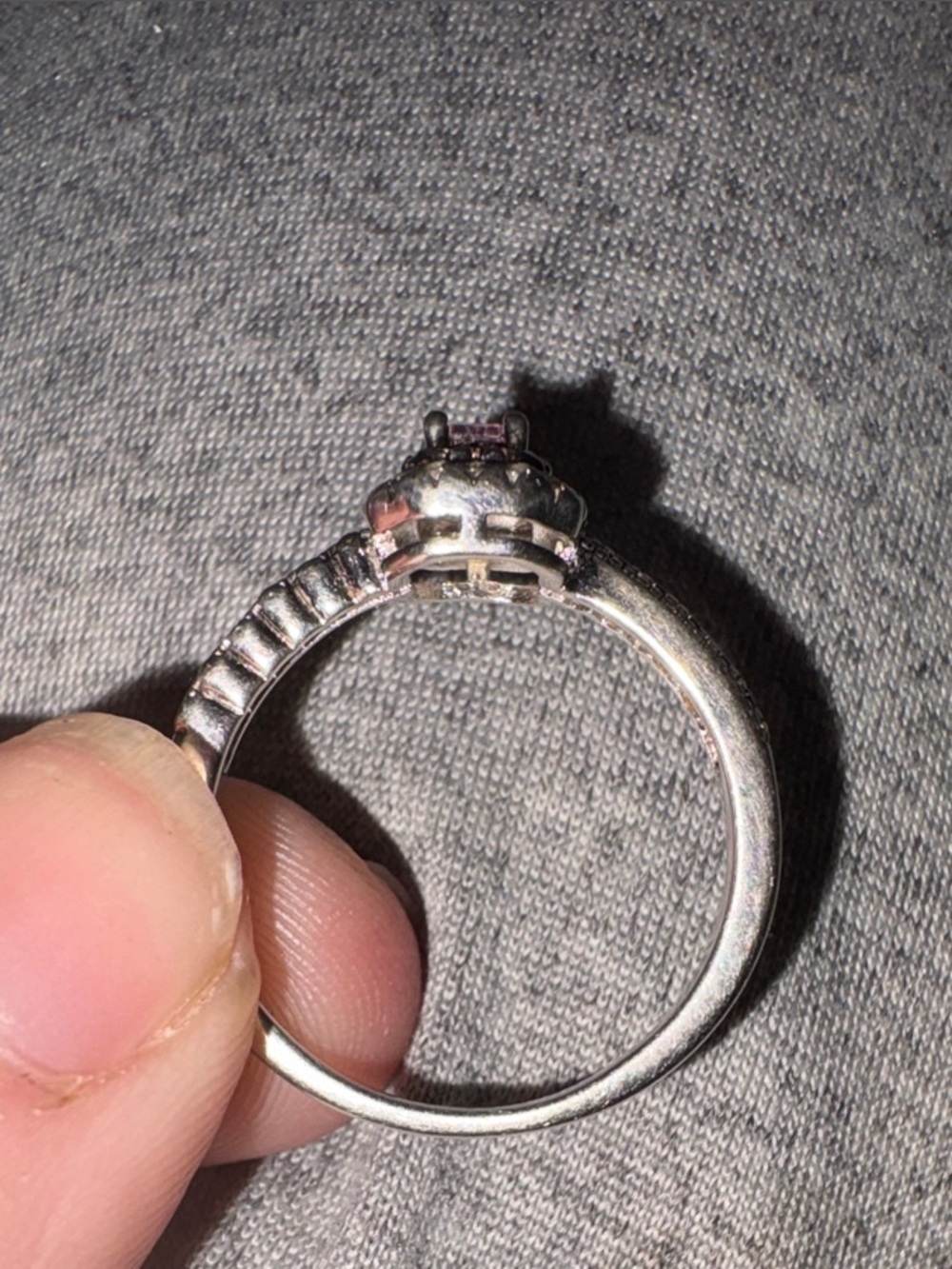 Pink Tourmaline And Diamond Ring In Sterling Silver - Picture 4 of 7